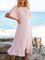Pink Checkered/plaid Short Sleeve Boho Crew Neck Dresses