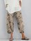 Khaki Printed Cotton Casual Pants