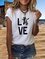 Vintage Short Sleeve Statement Love Giraffe Letter Printed Crew Neck Plus Size Casual Tops