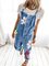 Blue Casual Denim Floral One-Pieces