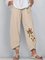 Khaki Floral-Print Casual Cotton-Blend Animal Pants