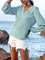 Blue Boho Cotton Long Sleeve Vacation Shirts & Tops