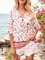 White Paneled Floral Half Sleeve Holiday Shirts & Tops
