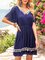 Purplish Blue Frill Sleeve Paneled Cotton-Blend Mini Dresses