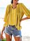 Yellow Fringed Holiday Geometric V Neck Shirts & Tops