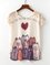 Cats Print Casual Shift T-Shirts & Tops