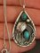 Inlaid Turquoise antique dyed black feather Necklace