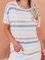 Vintage Short Sleeve Multicolor Striped Printed Crew Neck Plus Size Casual Tops