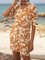 Coffee V Neck Floral Half Sleeve Shift Dresses