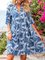 Sky Blue Short Sleeve Boho A-Line V Neck Dresses