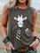 Crew Neck Printed Cotton-Blend Sleeveless Tops