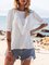 White Half Sleeve Ruffled Plain Holiday Shirts & Tops