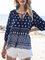 Purplish Blue 3/4 Sleeve V Neck Shift Shirts & Tops