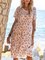 White Casual Long Sleeve Floral A-Line Dresses