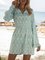 Blue Floral-Print V Neck Floral Long Sleeve One-Pieces