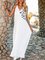 White Solid V Neck Swing Sexy Dresses