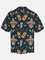 Men's Dark Green Casual Shirt Collar Printed Skull Shirts