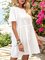 White Floral Holiday Frill Sleeve Crew Neck Dresses