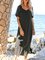 Coffee Crew Neck Short Sleeve Chiffon Floral Maxi Dresses