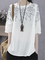 Vintage Linen Floral Short Sleeve Shirts & Tops