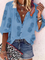 White V Neck Casual Long Sleeve Shirts & Tops