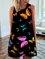 Vintage Sleeveless Boho Butterfly Printed Crew Neck Plus Size Casual Dresses