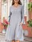 Women Plain Buttoned Bell Sleeve Dresses