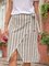 Women Linen Striped Boho Skirts With Belt