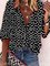 Vintage Half Sleeve Boho Floral Printed V Neck Plus Size Casual Tops