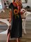 Vintage Boho Sunflower Printed Plus Size Short Sleeve Crew Neck Casual Dresses