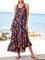 Light Orange Gathered Floral Swing Boho Maxi Dresses