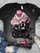 Black Floral-Print Short Sleeve Animal Shirts & Tops
