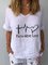 Linen Short Sleeve Letter Print Shirts & Tops