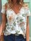Women Fashion Plus SizeShort Sleeve Cotton Vintage Floral T-Shirts