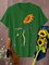 Vintage Cat And Sunflower Printed Plus Size Short Sleeve Casual Tops