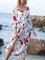 White V Neck Pastoral Shift Dresses