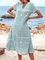 Blue Short Sleeve Striped Floral-Print A-Line Maxi Dresses