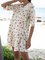 Blue Half Sleeve Floral-Print Shift Floral Mini Dresses