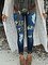 Denim Paneled Leopard Casual Pants