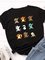 Cotton-Blend Printed Crew Neck Short Sleeve Casual Shirts & Tops