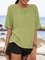 Lightgreen Short Sleeve Crew Neck Polka Dots Shirts & Tops