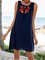 Purplish Blue V Neck Shift Sleeveless Boho Dresses