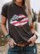 Gray Round Neck Patchwork Casual Cotton-Blend Shirts & Tops