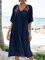 Purplish Blue Animal Casual V Neck Dresses