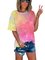 Short Sleeve Casual Silk Ombre/tie-Dye Shirts & Tops