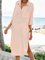 Pink Shift Shawl Collar Casual Paneled Dresses