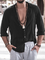 Black Plain Linen Paneled Casual Shirts & Tops