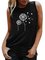 Vintage Sleeveless Dandelion Butterfly Printed Crew Neck Plus Size Casual Vest Tops