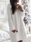 White Round Neck Cotton-Blend Casual Patchwork Dresses