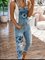 As Picture Floral-Print Holiday Denim One-Pieces